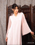 Ethereal Elegance: Pleated Sleeve Crush Satin Dress 60491